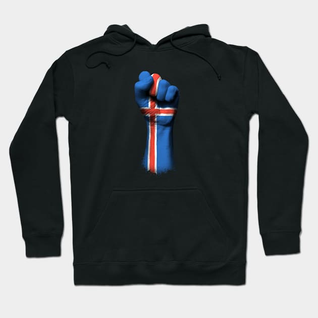 Flag of Iceland on a Raised Clenched Fist Hoodie by jeffbartels